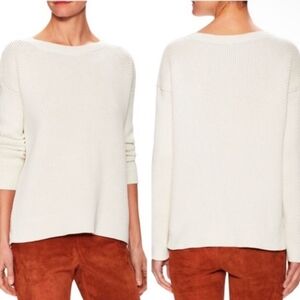 Theory Karenia T Cotton Slouchy Knit Pullover Sweater Size Small Ivory